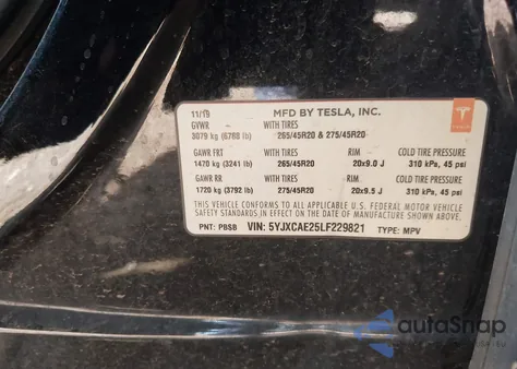 2020 Tesla Model X Long Range Dual Motor All-Wheel Drive/Long Range Plus Dual Motor All-Wheel Drive из США, поврежденный, VIN 5YJXCAE25LF229821